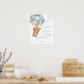 Teddy Bear Balloons Baby shower Welkom Poster (Keuken)