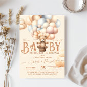 Teddy Bear Balloons Barly Wait Baby shower Kaart