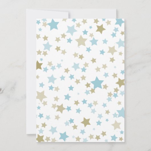 Teddy Bear Balloons Blue Gold Boy Baby shower Kaart (Achterkant)