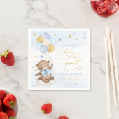 Teddy Bear Balloons Blue Gold Stars Birthday Servet (Insitu)
