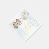 Teddy Bear Balloons Blue Gold Stars Birthday Servet (Hoek)