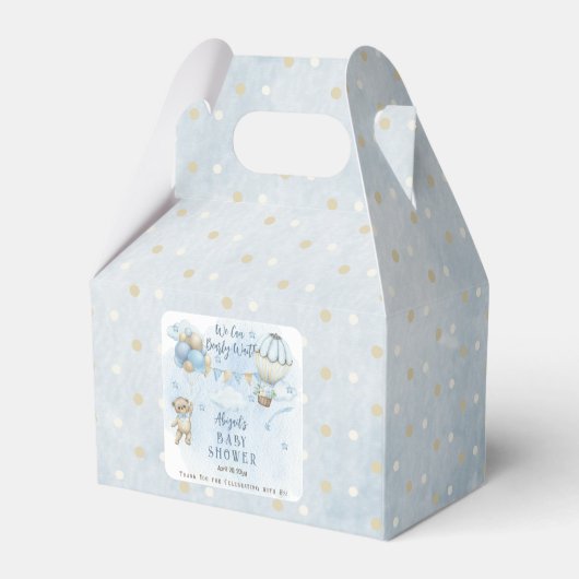 Teddy Bear Balloons Boy Barly Wait Baby shower Bedankdoosjes (Achterkant)