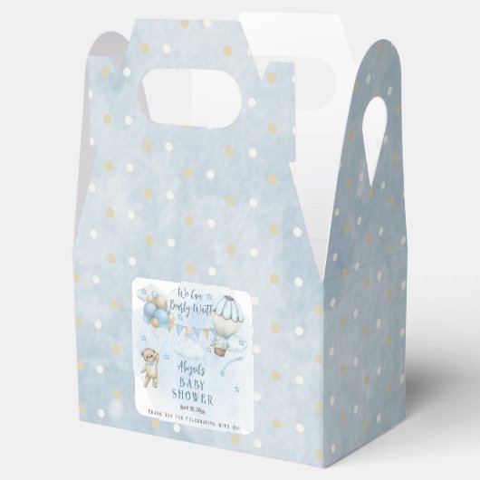 Teddy Bear Balloons Boy Barly Wait Baby shower Bedankdoosjes (Geopend)