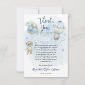 Teddy Bear Balloons Boy Barly Wait Baby shower Bedankkaart (Voorkant)