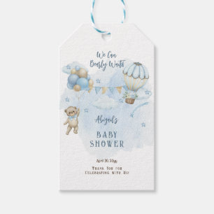 Teddy Bear Balloons Boy Barly Wait Baby shower Cadeaulabel