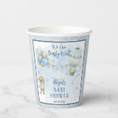 Teddy Bear Balloons Boy Barly Wait Baby shower Papieren Bekers (Achterkant)