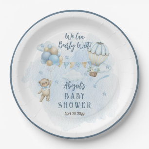 Teddy Bear Balloons Boy Barly Wait Baby shower Papieren Bordje