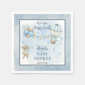 Teddy Bear Balloons Boy Barly Wait Baby shower Servet (Voorkant)