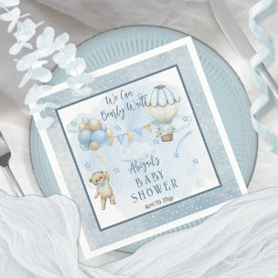 Teddy Bear Balloons Boy Barly Wait Baby shower Servet