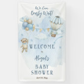 Teddy Bear Balloons Boy Barly Wait Baby shower Spandoek (Verticaal)