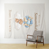 Teddy Bear Balloons Bruin Baby shower achtergrond Wandkleed (In Situ (horizontaal))