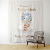 Teddy Bear Balloons Bruin Baby shower achtergrond Wandkleed (In situ)