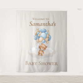 Teddy Bear Balloons Bruin Baby shower achtergrond Wandkleed