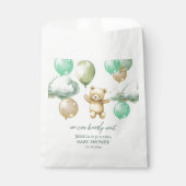 Teddy Bear Balloons Green Sky Baby shower Bedankzakje (Voorkant)