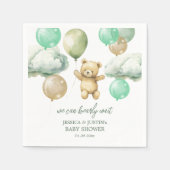Teddy Bear Balloons Green Sky Baby shower Servet (Voorkant)