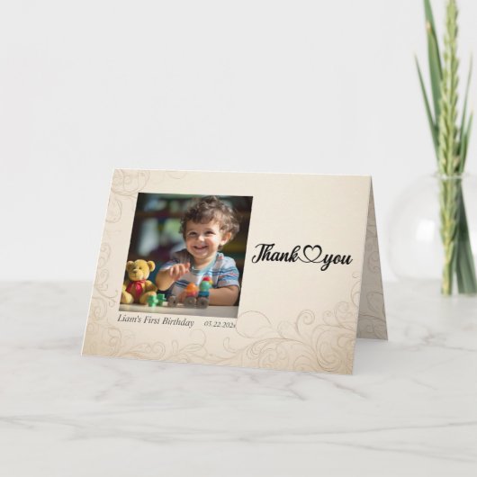 Teddy Bear Balloons Kinder Foto Birthday Bedankkaart (Voorkant)