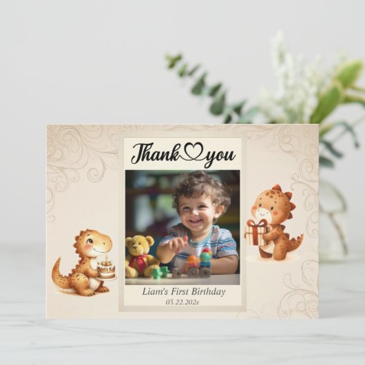 Teddy Bear Balloons Kinder Foto Birthday Bedankkaart (Staand voorkant)