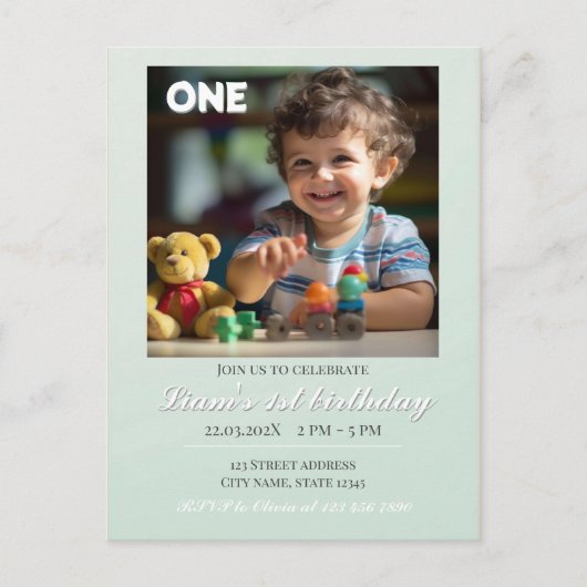 Teddy Bear Balloons Kinder Foto Birthday Briefkaart (Voorkant)