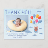 Teddy Bear Balloons Kinder Foto Birthday Dank je Briefkaart (Voorkant)