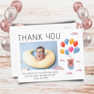 Teddy Bear Balloons Kinder Foto Birthday Dank je Briefkaart