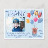 Teddy Bear Balloons Kinder Foto Birthday Dank u Briefkaart (Voorkant)