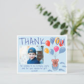 Teddy Bear Balloons Kinder Foto Birthday Dank u Briefkaart (Staand voorkant)
