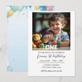 Teddy Bear Balloons Kinder Foto Birthday Kaart (Voorkant / Achterkant)