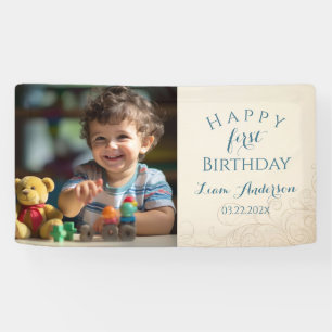 Teddy Bear Balloons Kinder Foto Birthday Spandoek