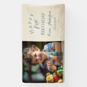 Teddy Bear Balloons Kinder Foto Birthday Spandoek (Verticaal)