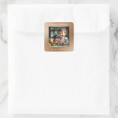 Teddy Bear Balloons Kinder Foto Birthday Vierkante Sticker (Tas)