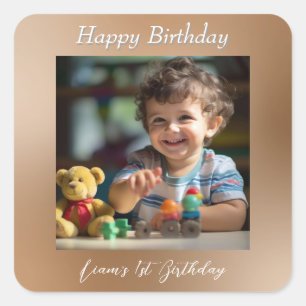 Teddy Bear Balloons Kinder Foto Birthday Vierkante Sticker