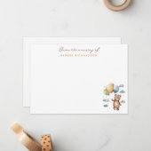 Teddy Bear & Balloons Kwekerij Sinaasappel Dank u Notitiekaartje (Voorkant / Achterkant in situ)