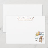 Teddy Bear & Balloons Kwekerij Sinaasappel Dank u Notitiekaartje (Voorkant / Achterkant)