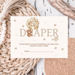 Teddy Bear Balloons Luier Raffle Baby shower Informatiekaartje