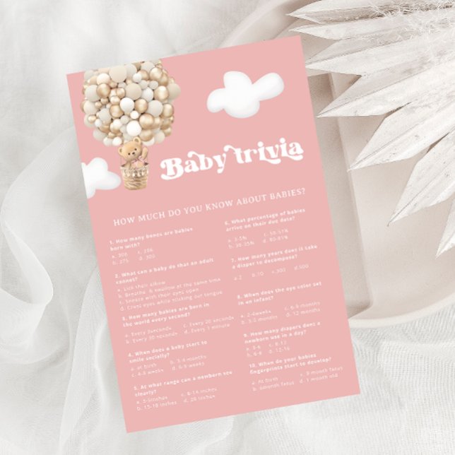 Teddy Bear Balloons Meisje Baby shower Trivia Spel (Creator heeft geüpload)