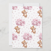 Teddy Bear Balloons meisje Bearly Wait Baby shower Kaart (Achterkant)