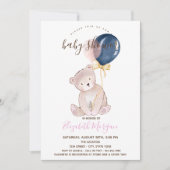 Teddy Bear Balloons Ombre Striped Baby shower Kaart (Voorkant)