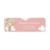 Teddy Bear Balloons Pink Baby Shower Label (Voorkant)