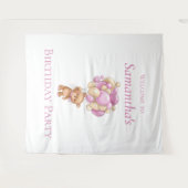 Teddy Bear Balloons Pink Girl Birthday achtergrond Wandkleed (Voorkant (horizontaal))