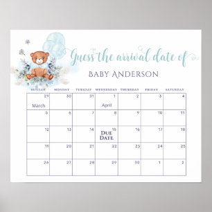 Teddy Bear Balloons Raad de vervaldatum Kalender Poster