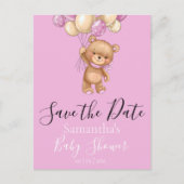 Teddy Bear Balloons Roze het Briefkaart Datum (Voorkant)
