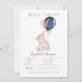 Teddy Bear Balloons Stip Baby shower Kaart (Voorkant)