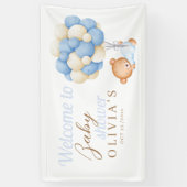 Teddy Bear Balloons Waterverf Baby shower Welkom Spandoek (Verticaal)