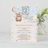 Teddy Bear Balloons Whimsical Blue Boy Baby shower Kaart (Staand voorkant)