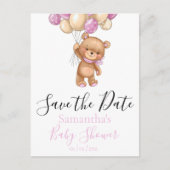 Teddy Bear Balloons White the Date Briefkaart (Voorkant)