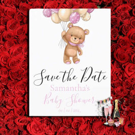 Teddy Bear Balloons White the Date Briefkaart