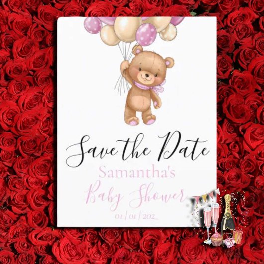 Teddy Bear Balloons White the Date Briefkaart