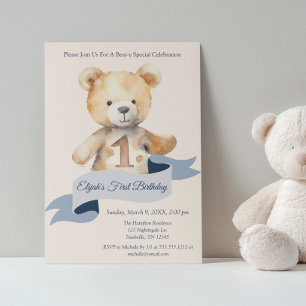 Teddy Bear Banner Boys eerste verjaardag Kaart