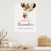 Teddy Bear Barly Wacht op de eerste verjaardag Poster (Keuken)