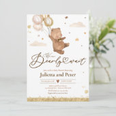 Teddy Bear Barly Wachten Genderneutraal Baby showe Kaart (Staand voorkant)